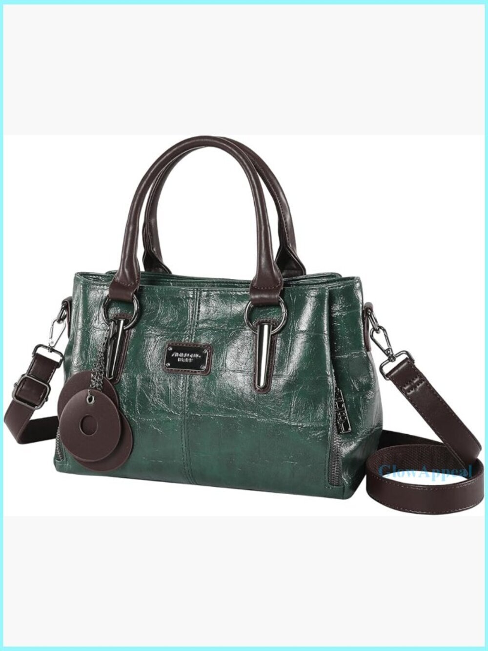 Large Vegan Leather Tote Satchel Crossbody Bag with Multiple Compartments